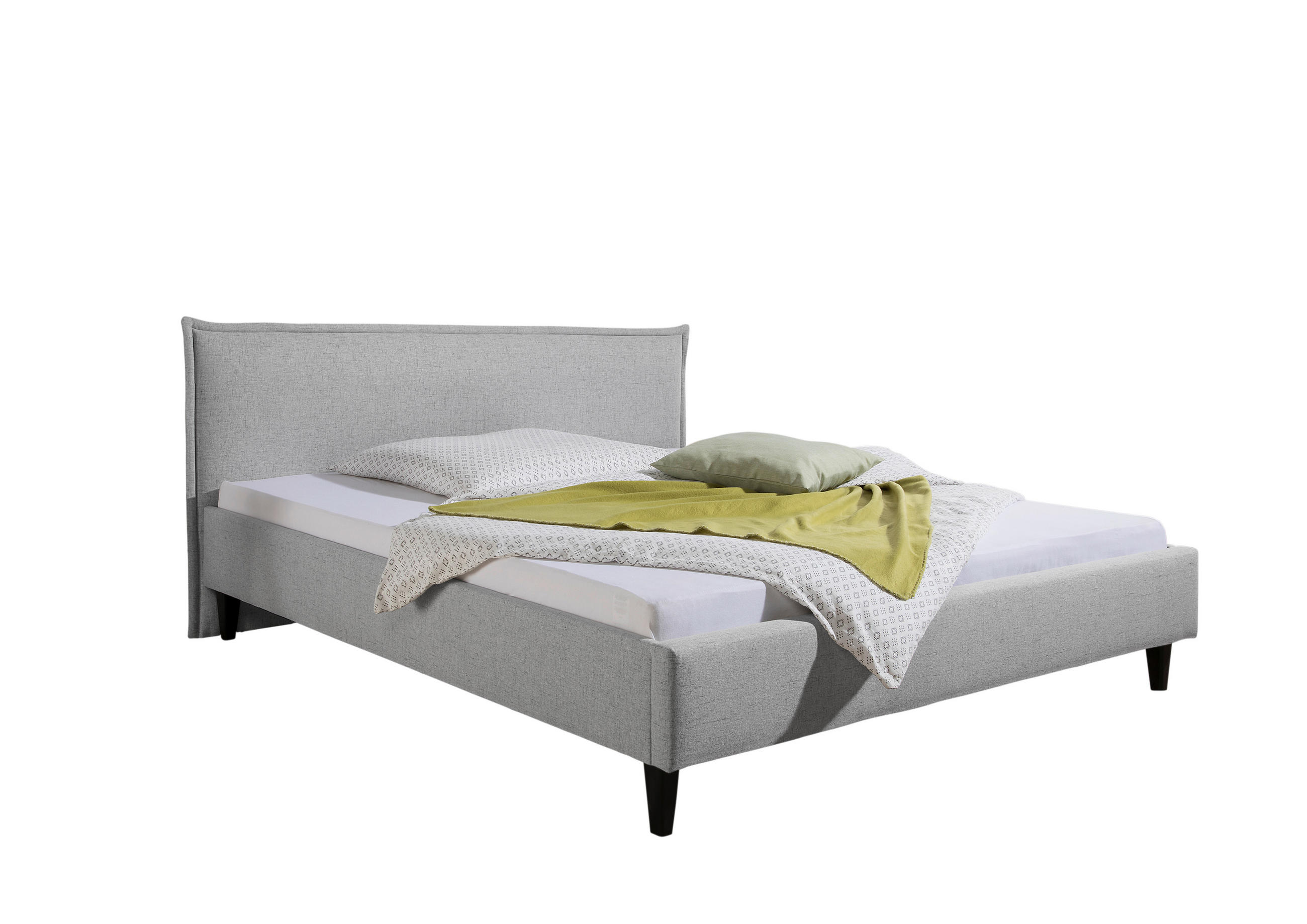 POLSTERBETT 160/200 cm,  in Hellgrau,  - Hellgrau/Schwarz, MODERN, Holz/Textil (160/200cm) - Livetastic