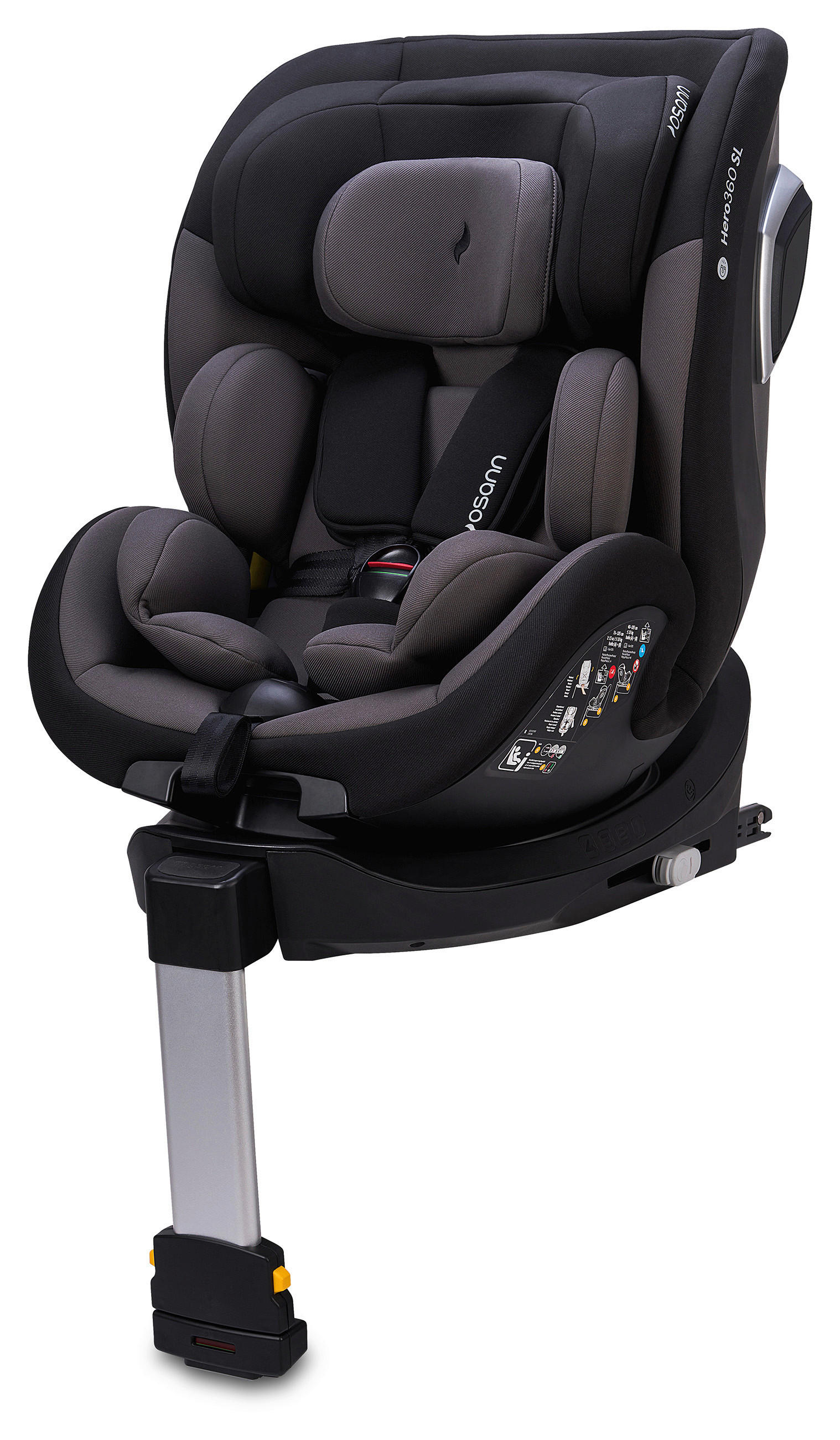 REBOARDER-KINDERSITZ HERO360 SL Twill Black  - Schwarz, Basics, Kunststoff/Textil (44/65/55cm) - Osann