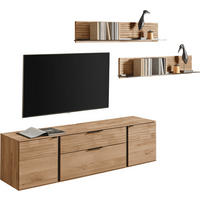 WOHNWAND  Eichefarben 306/185/44 cm  - Eichefarben/Anthrazit, Natur, Glas/Holz (306/185/44cm) - Valnatura