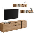 WOHNWAND  in Eichefarben  306/185/44 cm  - Eichefarben/Anthrazit, Natur, Glas/Holz (306/185/44cm) - Valnatura