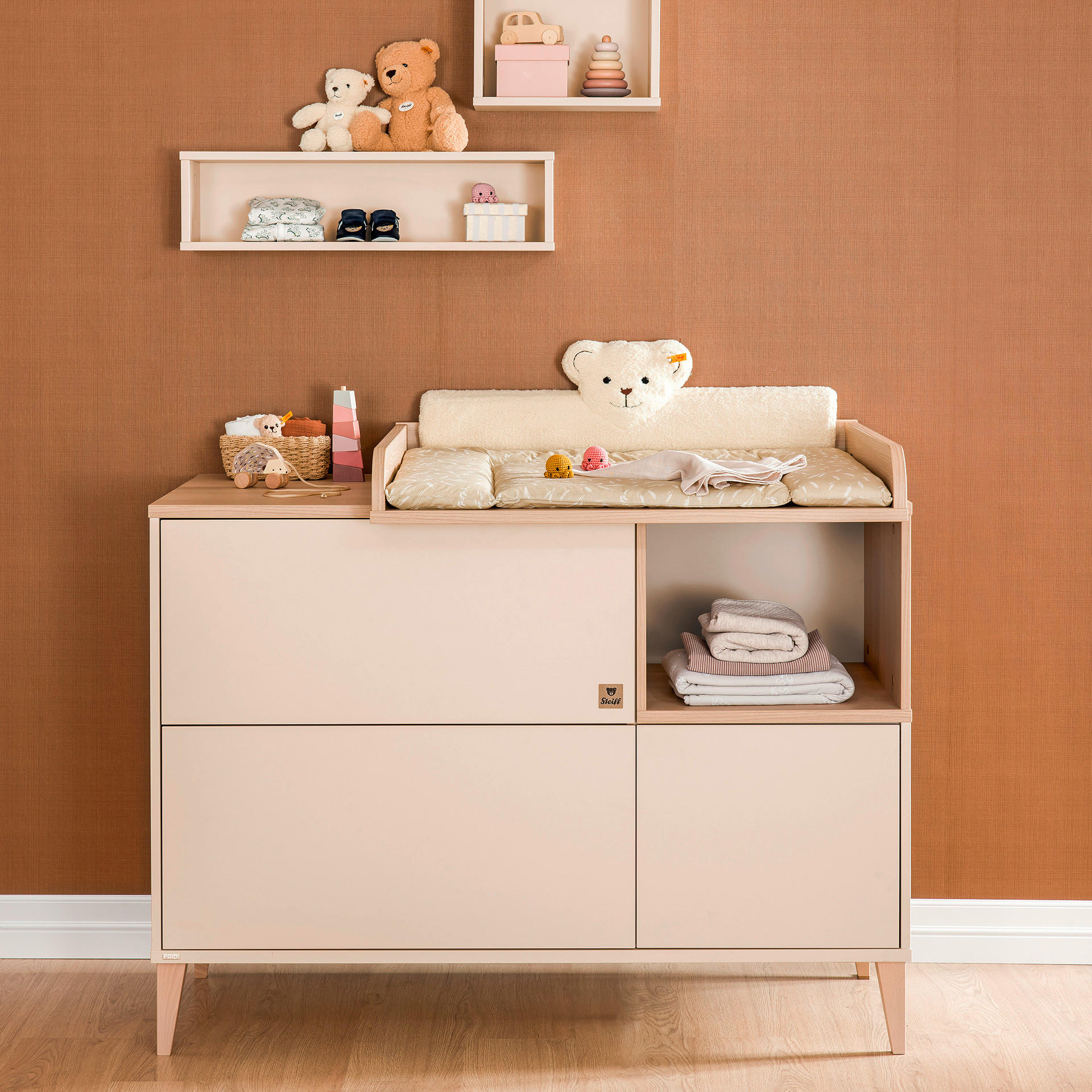 KOMMODE Mila & Ben in 129,4/94,4/58,2 cm - Beige/Buchefarben, Basics, Holzwerkstoff (129,4/94,4/58,2cm) - Paidi