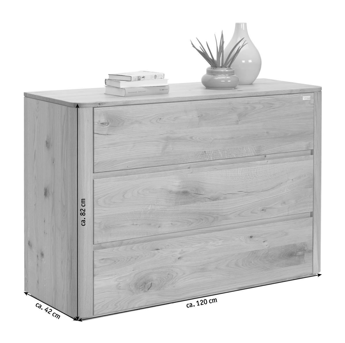 ŠIROKÁ KOMODA, divoký dub, barvy dubu, 120/82/42 cm - barvy dubu, Natur, dřevo (120/82/42cm) - Valnatura