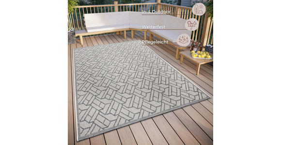 OUTDOORTEPPICH 115/170/170 cm Clyde Grau, Beige  - Beige/Grau, Design, Kunststoff/Textil (115/170/170cm) - Novel