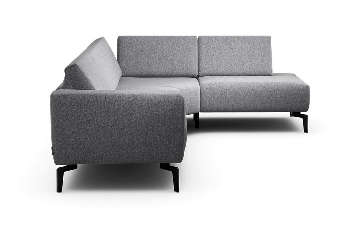 ECKSOFA Cosy Anthrazit Samt  - Anthrazit/Schwarz, Design, Textil/Metall (256/193cm) - SENSOO
