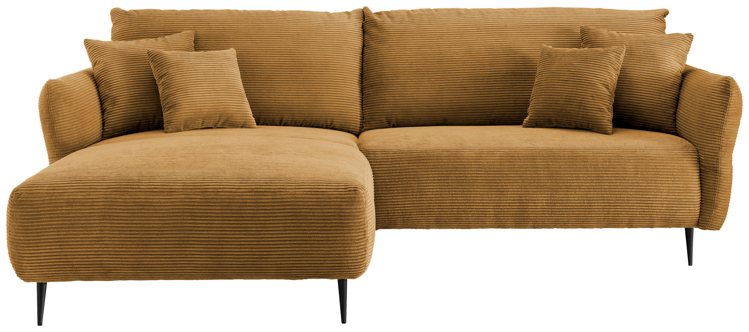 ECKSOFA Goldfarben Cord  - Goldfarben/Schwarz, Design, Textil/Metall (178/264-302cm) - Livetastic