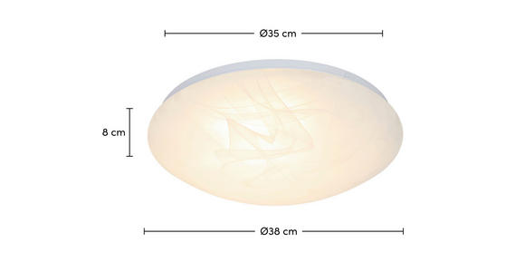 LED-DECKENLEUCHTE 38/8 cm - Alabasterfarben/Weiß, Basics, Kunststoff/Metall (38/8cm) - Boxxx