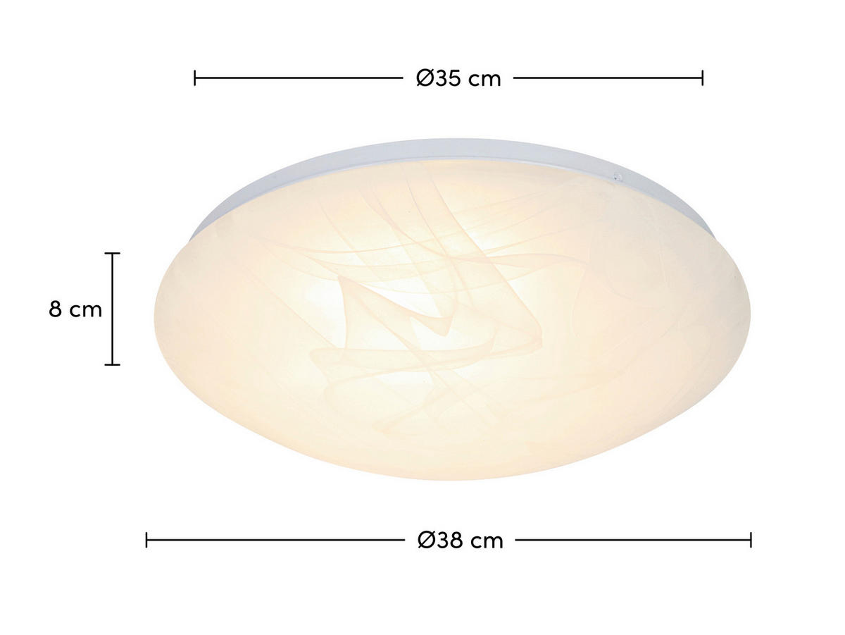 STROPNÍ LED SVÍTIDLO, 38/8 cm  - bílá/alabastrová, Basics, kov/plast (38/8cm) - Boxxx