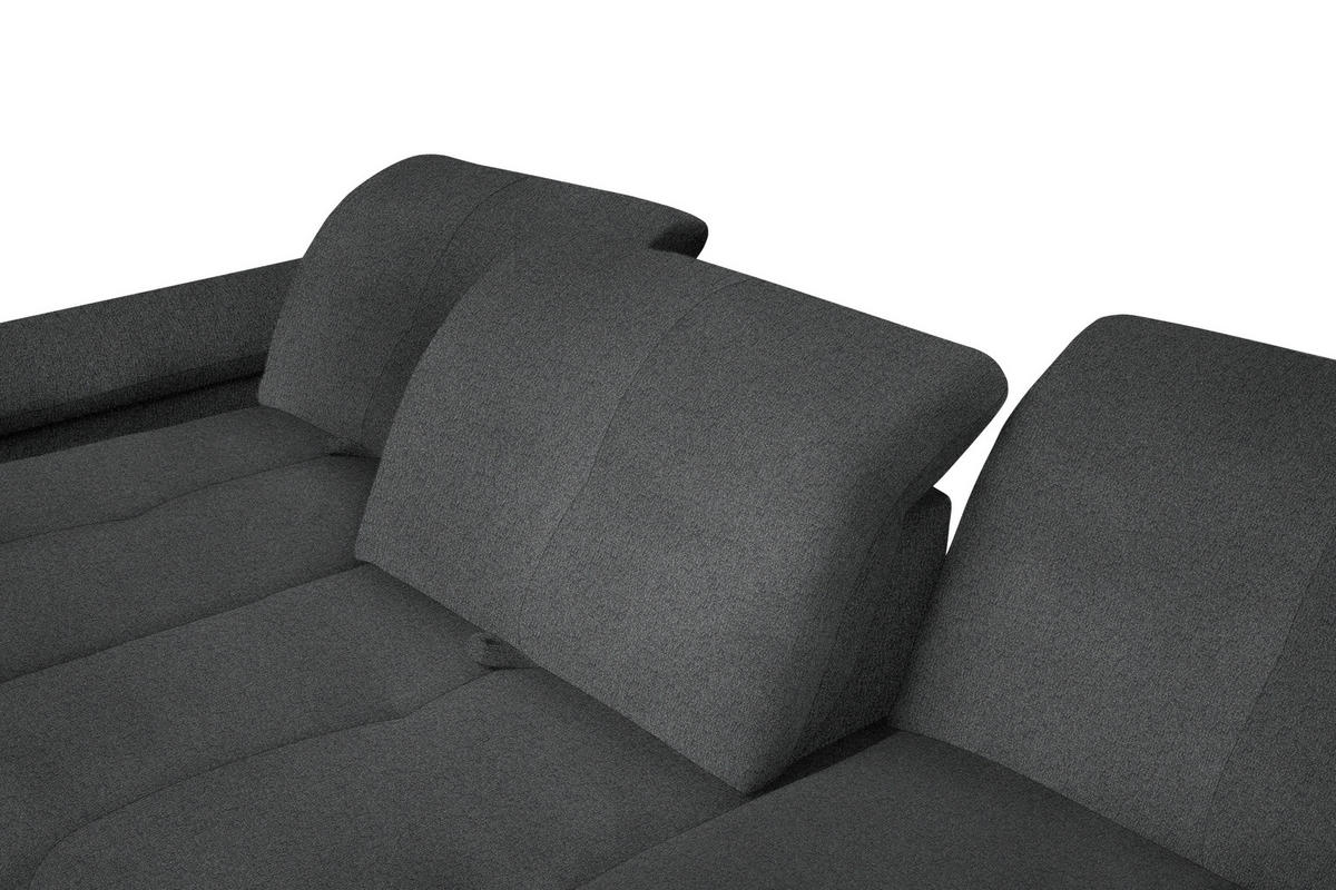 ECKSOFA Dunkelgrau Flachgewebe  - Dunkelgrau/Schwarz, Design, Textil/Metall (242/313cm) - Xora