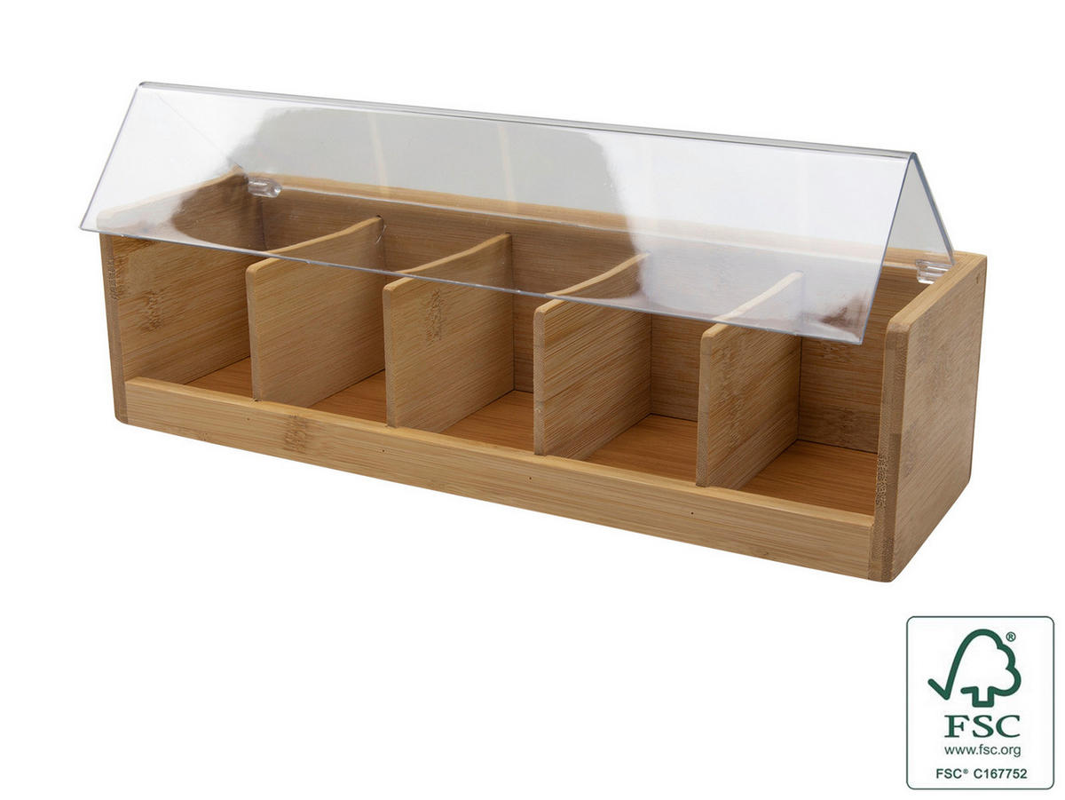 ŠKATLA ZA ČAJ     36/11,2/9,3 cm         - naravne barve, Basics, les (36/11,2/9,3cm)