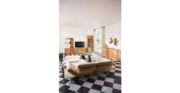 WOHNWAND  in Eichefarben  248,8/175,3/44 cm  - Eichefarben/Schwarz, Natur, Holz (248,8/175,3/44cm) - Linea Natura