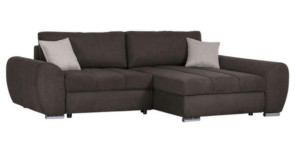 ECKSOFA Schlammfarben Flachgewebe  - Chromfarben/Hellbraun, KONVENTIONELL, Textil/Metall (175/270cm) - Carryhome