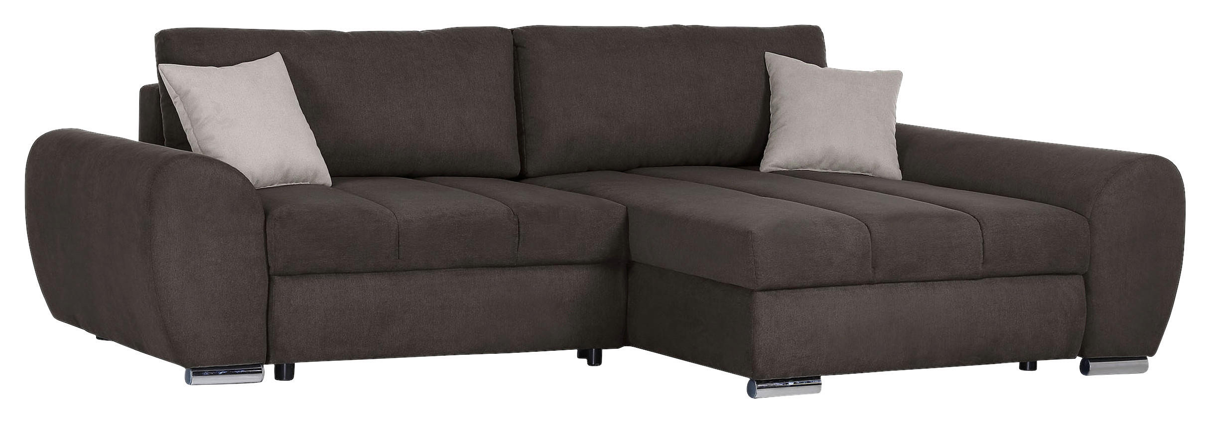 ECKSOFA in Flachgewebe Schlammfarben  - Chromfarben/Hellbraun, KONVENTIONELL, Textil/Metall (175/270cm) - MID.YOU