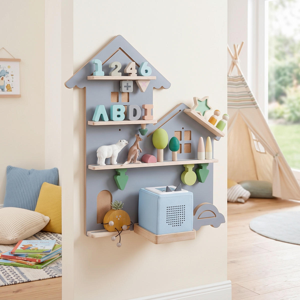 KINDERREGAL Buche Grau  - Grau, MODERN, Holz/Holzwerkstoff (55,8/60/18cm) - MID.YOU