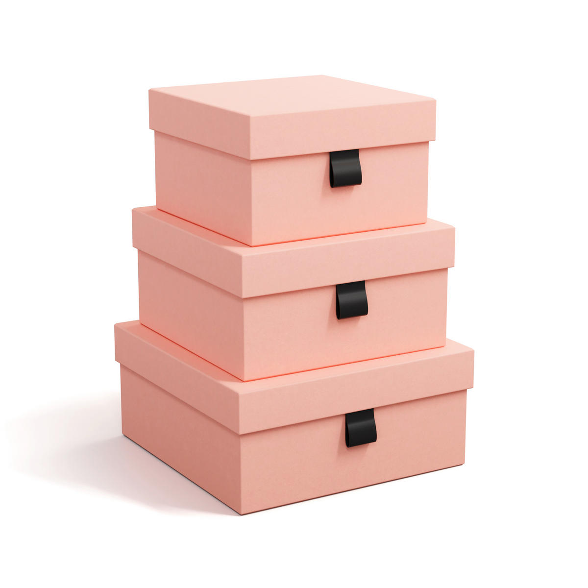 TÁROLÓDOBOZSZETT 23/23/12 cm  - pink, Basics, karton/papír (23/23/12cm)