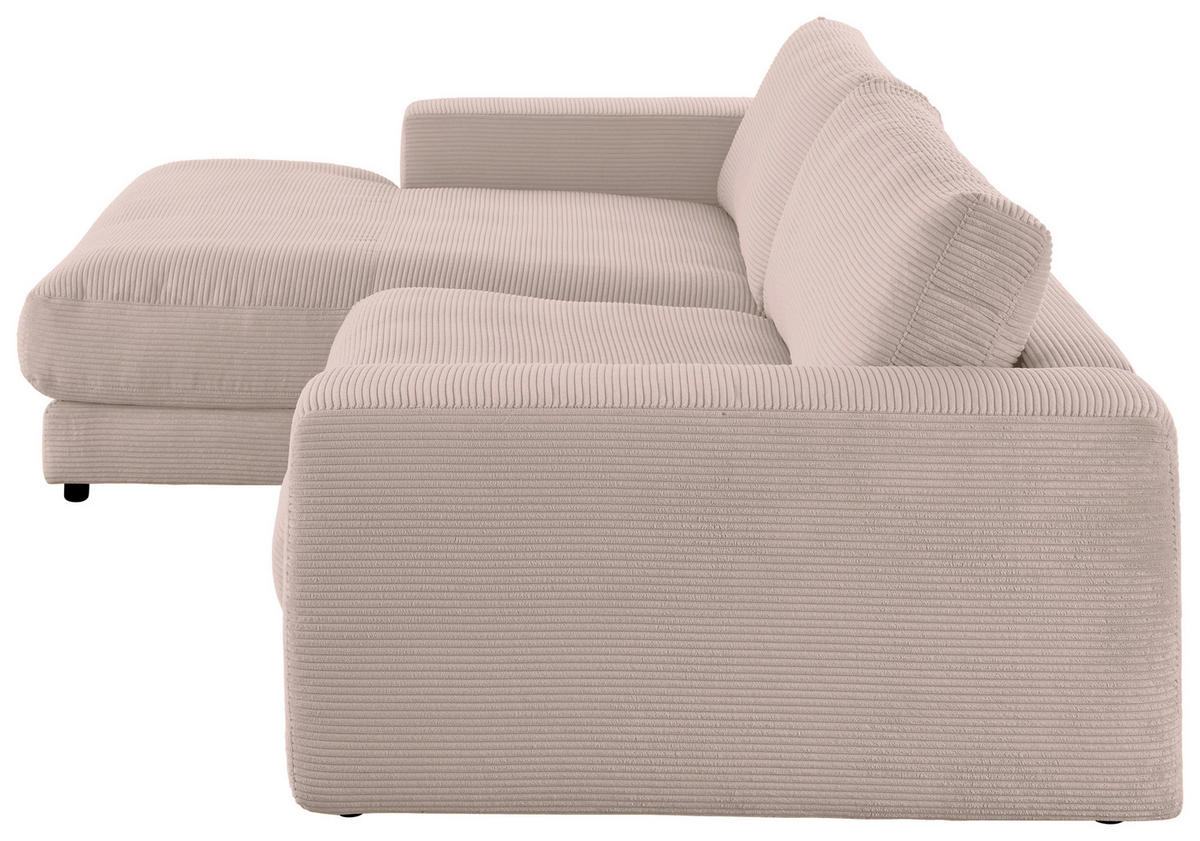 ECKSOFA in Cord Taupe  - Taupe/Schwarz, Design, Kunststoff/Textil (190/270cm) - Lomoco