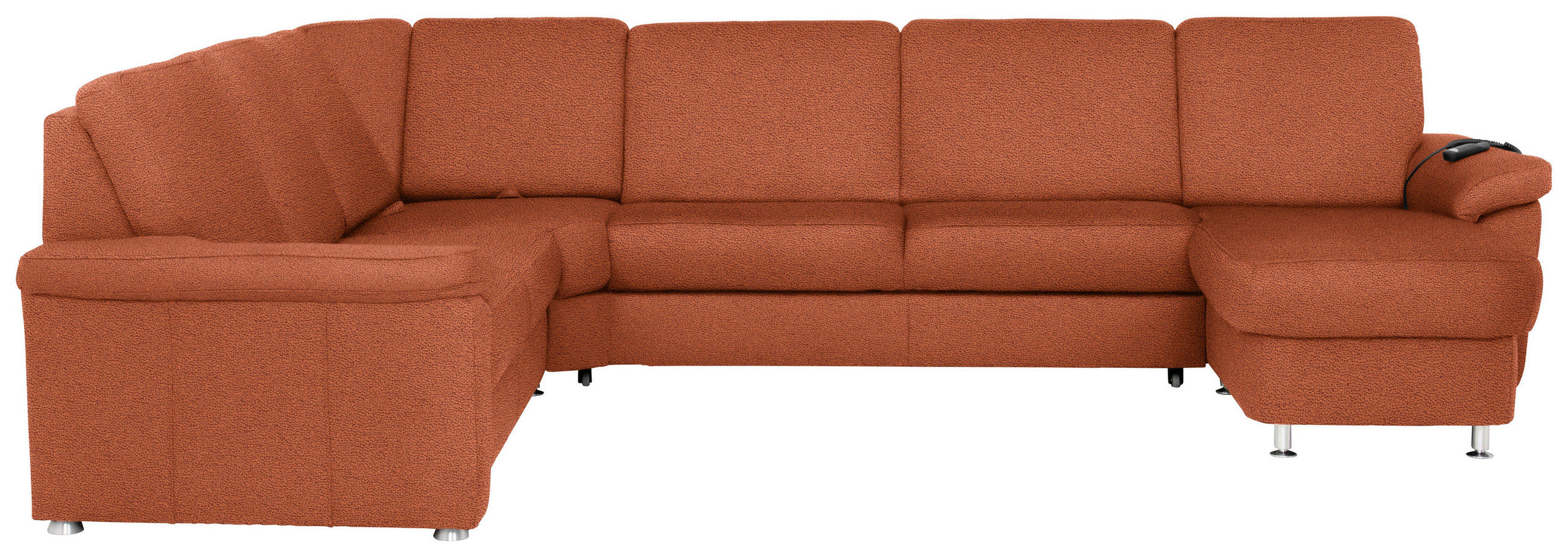 WOHNLANDSCHAFT in Flachgewebe Terracotta  - Chromfarben/Terracotta, KONVENTIONELL, Textil/Metall (240/330/163cm) - Beldomo System