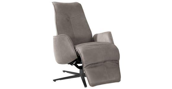 RELAXSESSEL in Leder Graubraun  - Anthrazit/Graubraun, Design, Leder/Metall (71/114/84cm) - Johann Jakob