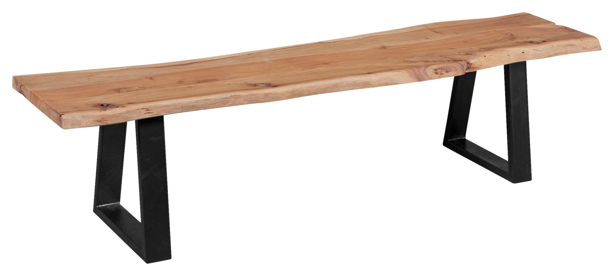 SITZBANK 180/45/40 cm Akaziefarben Akazie massiv Metall  - Schwarz/Akaziefarben, Design, Holz/Metall (180/45/40cm) - MID.YOU