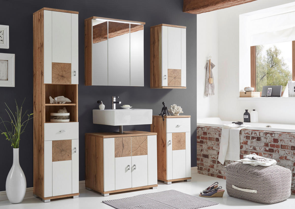 UNTERSCHRANK in   - Weiss/Eichefarben, Design, Holzwerkstoff/Kunststoff (38/80/30cm) - MID.YOU