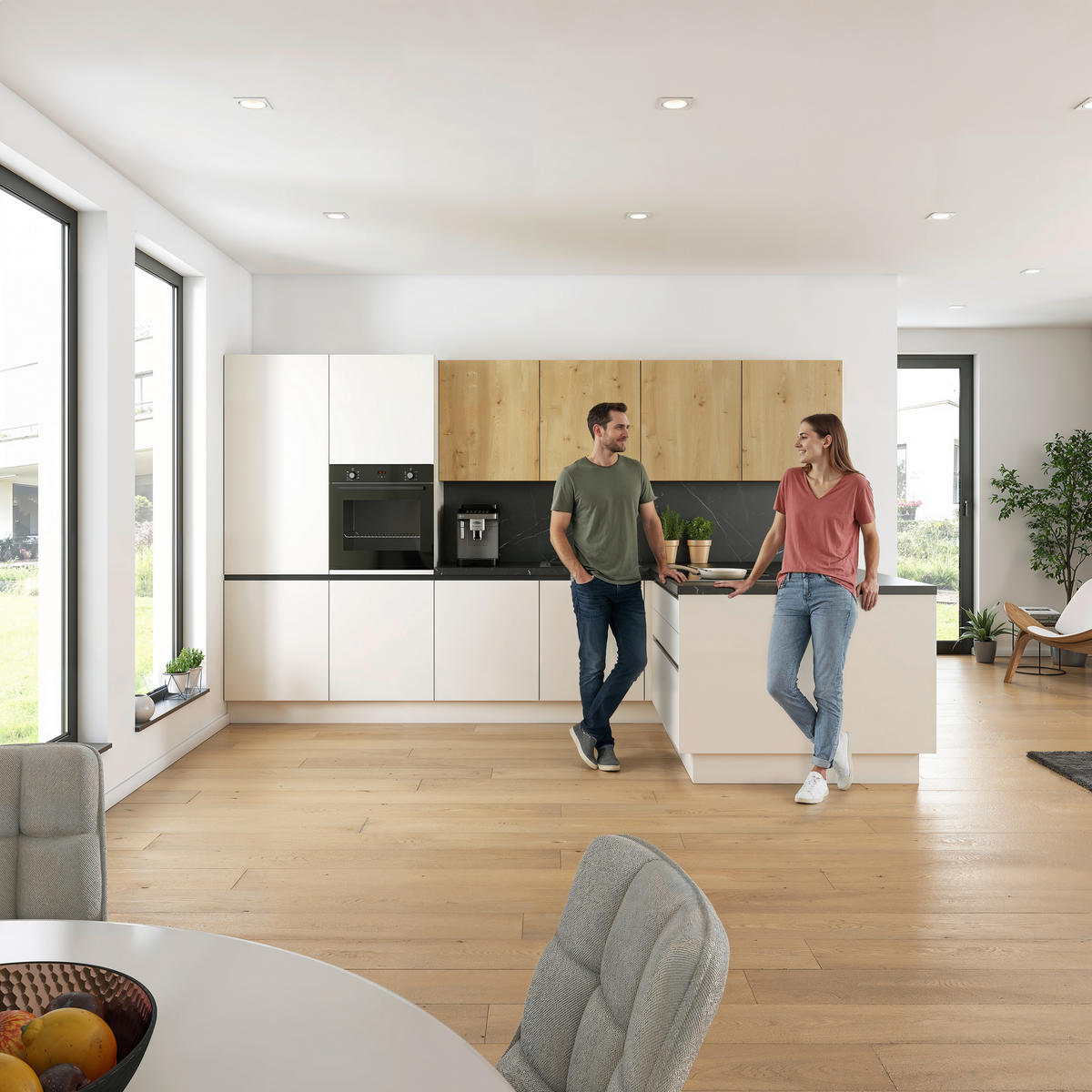 EINBAUKÜCHE   - Weiß, Design, Holzwerkstoff - EWE