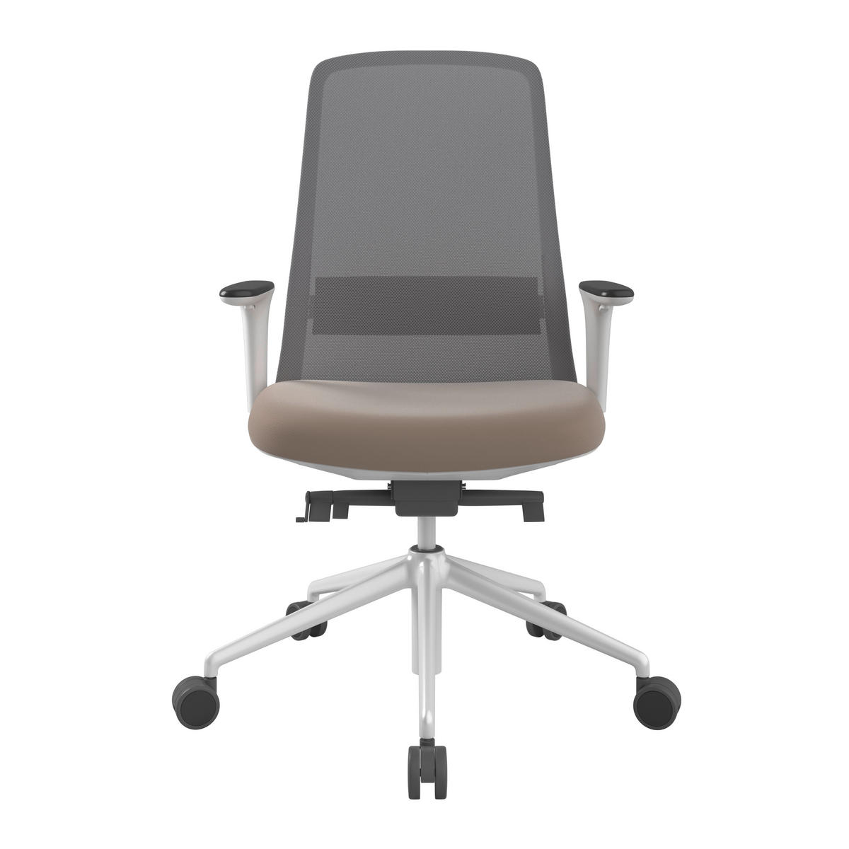 DREHSTUHL Lederlook Grau, Weiß, Cappuccino  - Weiß/Grau, MODERN, Kunststoff/Textil (70/103-115/70cm)