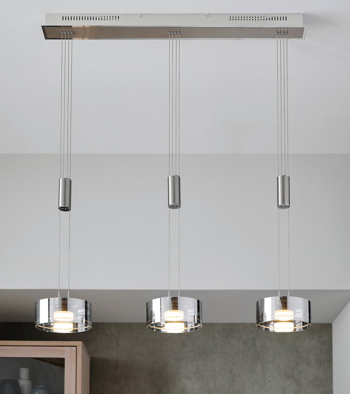 LED FÜGGŐLÁMPA 95/20/100-160 cm  - króm/nikkel, Design, Üveg/fém (95/20/100-160cm)