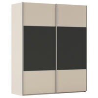 SCHWEBETÜRENSCHRANK 201/223/68 cm 2-türig Champagner, Graphitfarben  - Champagner/Alufarben, KONVENTIONELL, Holzwerkstoff/Metall (201/223/68cm) - Novel
