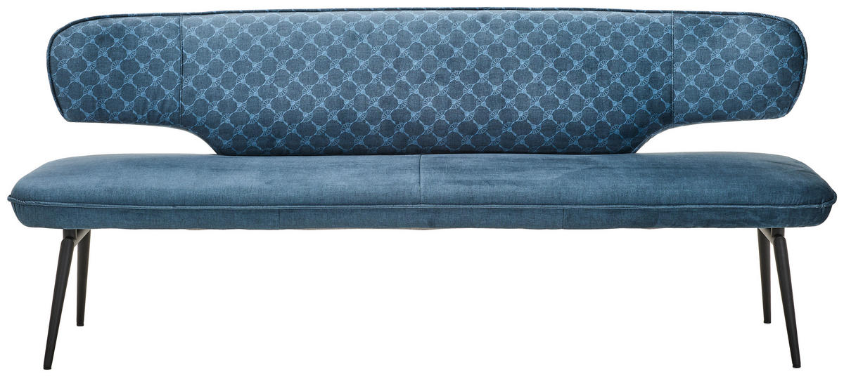 SITZBANK 207/86/67 cm Velours Blau, Schwarz  - Blau/Schwarz, Design, Textil/Metall (207/86/67cm) - Joop!