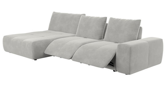 ECKSOFA in Velours Hellgrau 174/347 cm - Hellgrau/Schwarz, Design, Kunststoff/Textil (174/347cm) - Xora