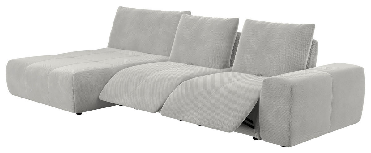 ECKSOFA in Velours Hellgrau  174/347 cm  - Hellgrau/Schwarz, Design, Kunststoff/Textil (174/347cm) - Xora