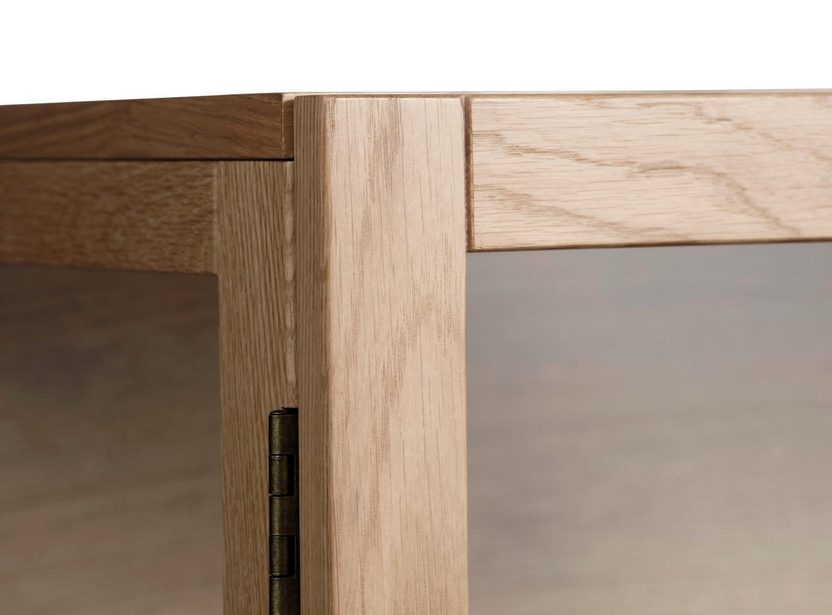 VITRINE in massiv, teilmassiv Eiche Eichefarben  - Eichefarben, Basics, Glas/Holz (90/190/40cm) - Boxxx