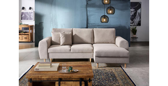 ECKSOFA in Webstoff Beige 250/145 cm - Beige/Naturfarben, KONVENTIONELL, Holz/Textil (250/145cm) - Carryhome