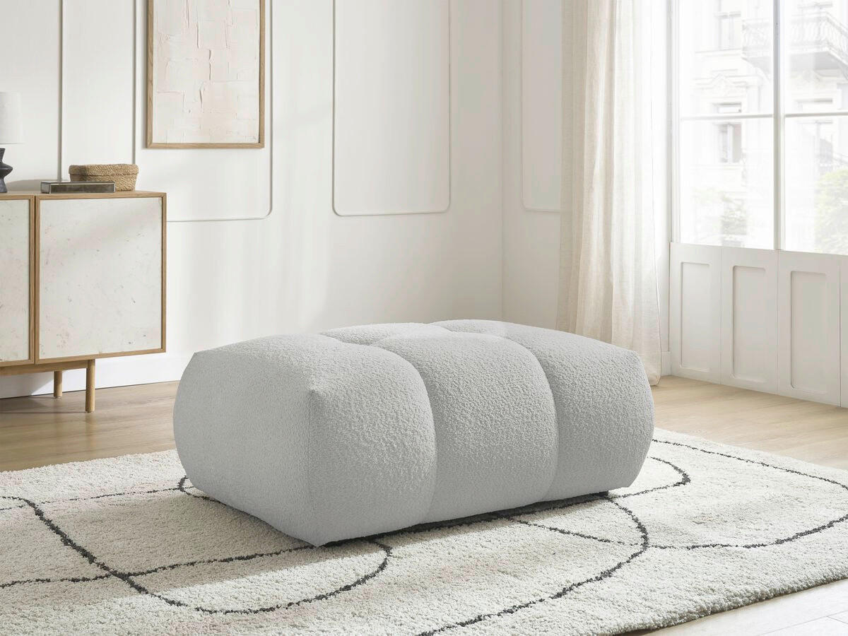 HOCKER FUJI  Bouclé Hellgrau  - Hellgrau/Schwarz, MODERN, Kunststoff/Textil (112/44/80cm)