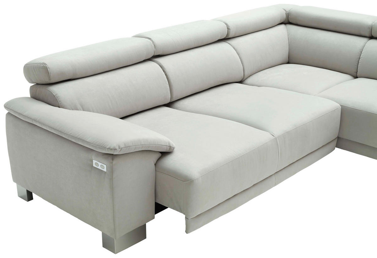 ECKSOFA in Mikrofaser Hellbraun  - Chromfarben/Hellbraun, Design, Textil (270/205cm) - Pure Home Lifestyle
