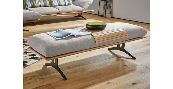 HOCKERBANK in Holz, Textil Hellgrau - Hellgrau/Schwarz, Design, Holz/Textil (150/43/60cm) - Dieter Knoll