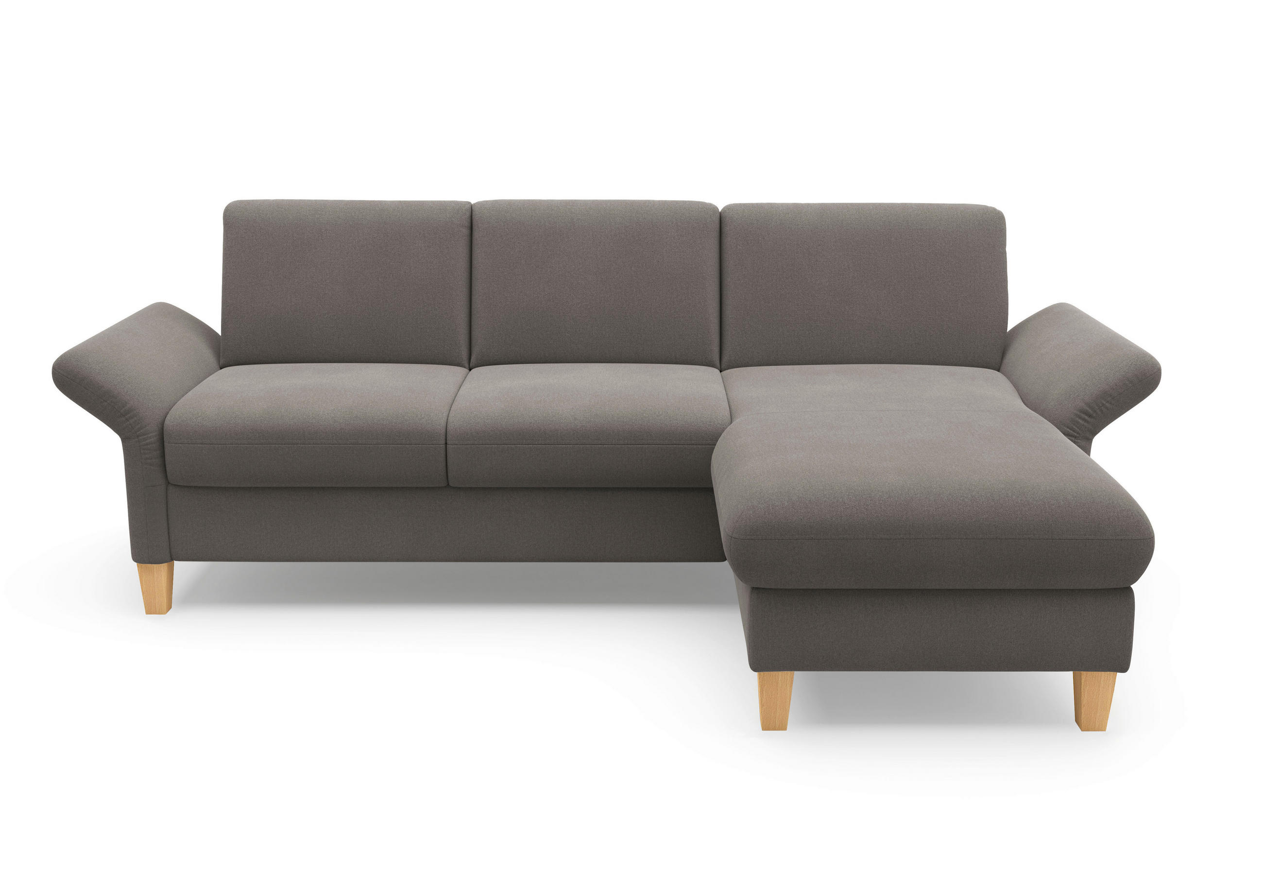 ECKSOFA ROCHELLE E Graphitfarben Flachgewebe  - Eichefarben/Graphitfarben, KONVENTIONELL, Holz/Textil (251/164cm) - Sit & More