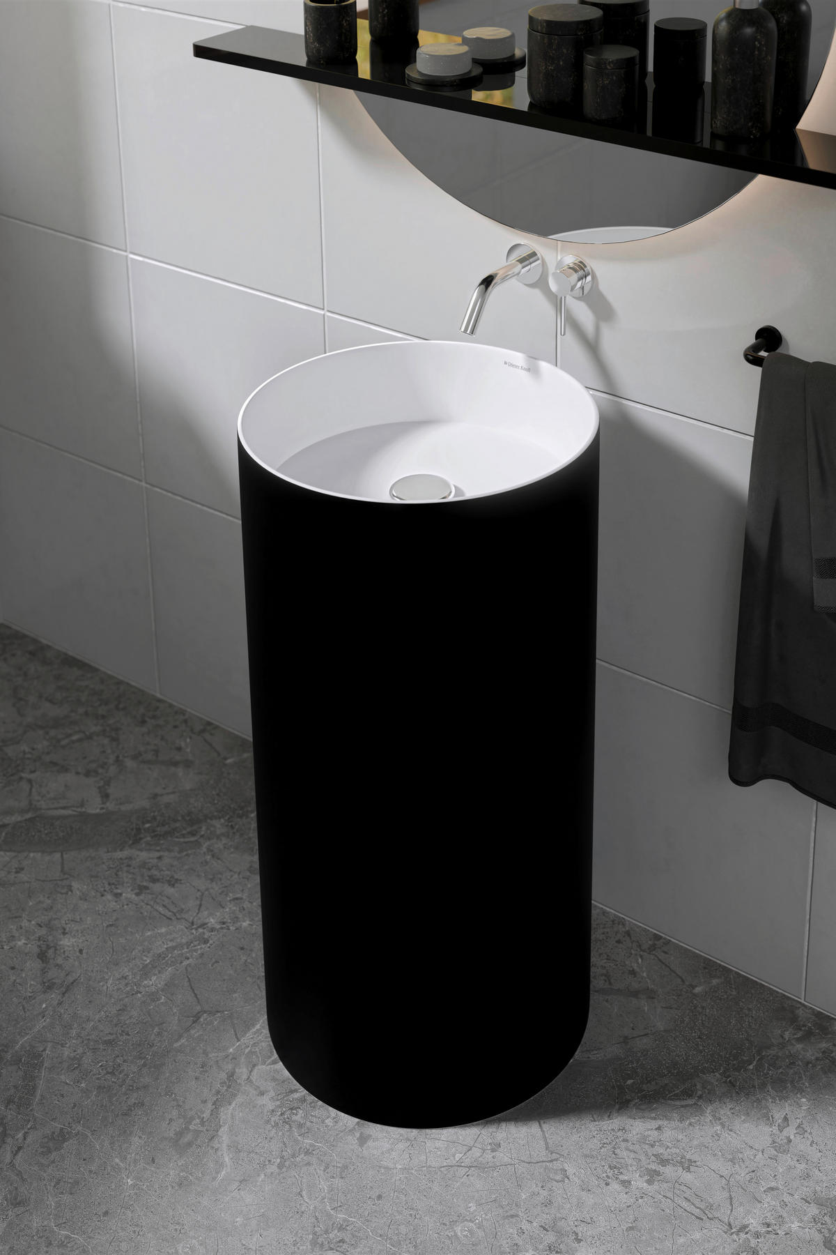 WASCHBECKEN 43,7/86,5/43,7 cm  - Schwarz/Weiß, Basics, Stein (43,7/86,5/43,7cm) - Dieter Knoll