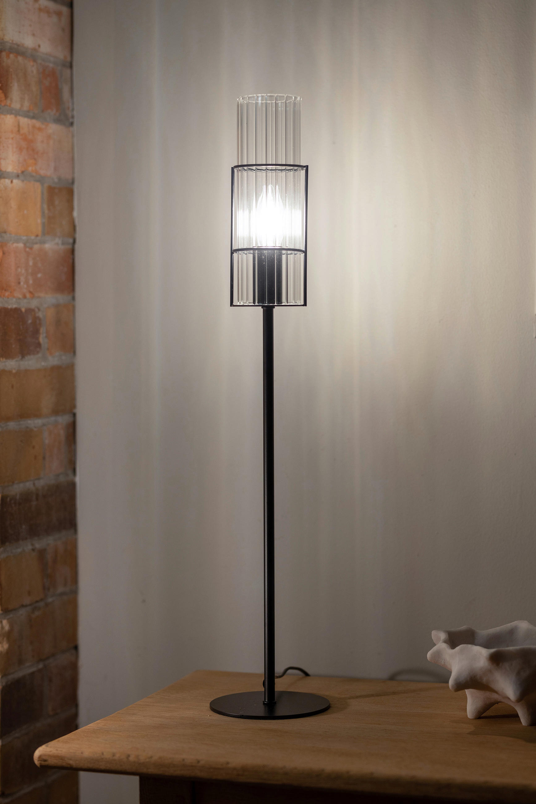 TISCHLEUCHTE TUBO 13/65 cm   - Transparent/Schwarz, Basics, Glas/Metall (13/65cm) - Markslöjd