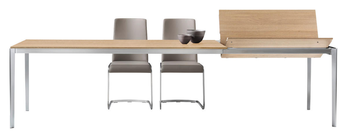 ESSTISCH in Holz, Metall 200-300/100/75 cm  - Edelstahlfarben/Eichefarben, Design, Holz/Metall (200-300/100/75cm) - TEAM 7