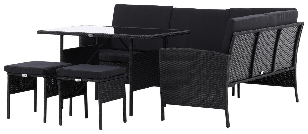 DINING-LOUNGESET  - Schwarz, KONVENTIONELL, Kunststoff - Gardenson