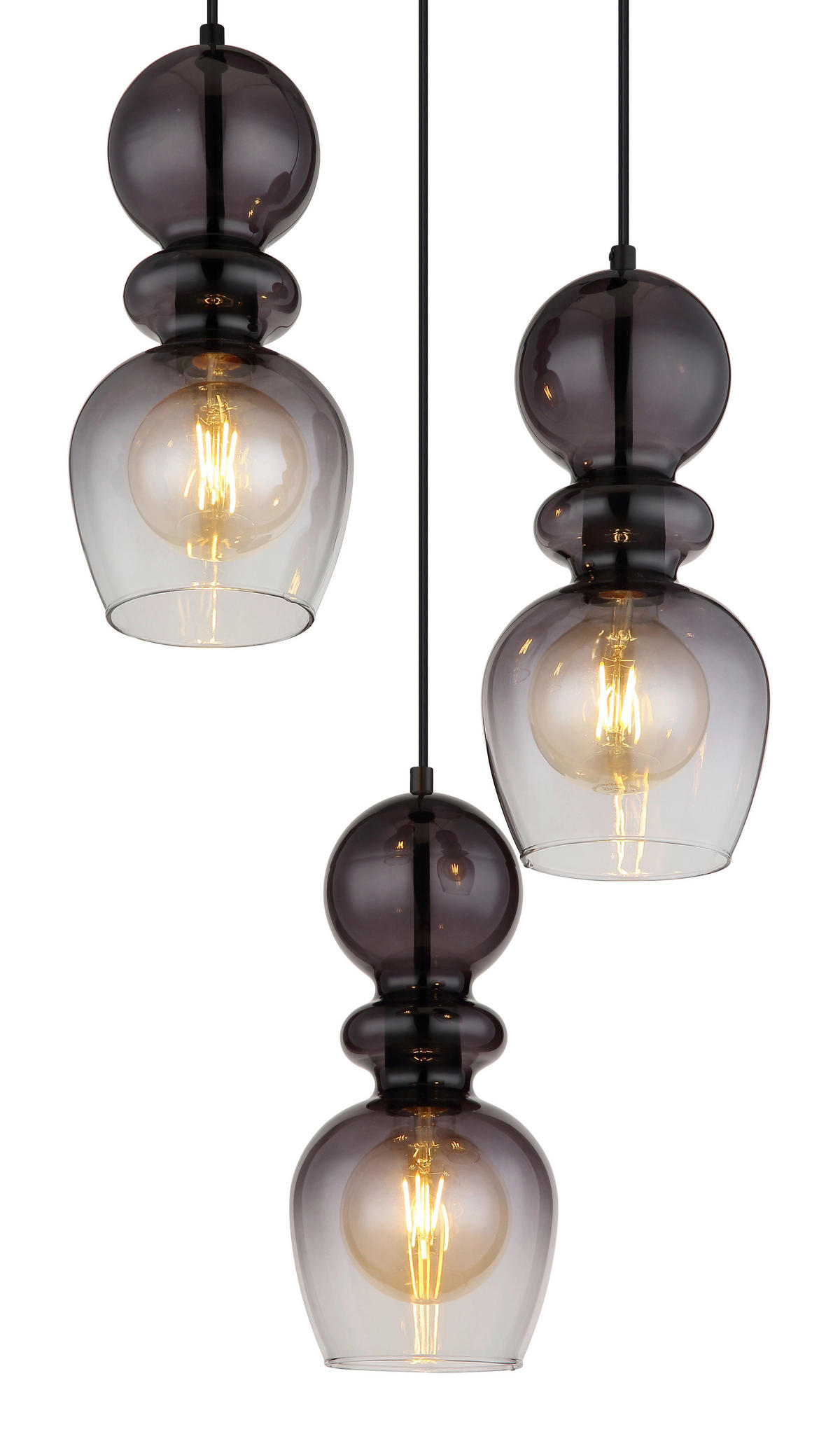 HÄNGELEUCHTE 41/150 cm    - Schwarz/Grau, Konventionell, Glas/Kunststoff (41/150cm) - Globo