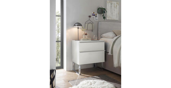NACHTSCHRANK 60/65,8/43 cm  - Chromfarben/Weiß, Basics, Holzwerkstoff/Metall (60/65,8/43cm) - Dieter Knoll