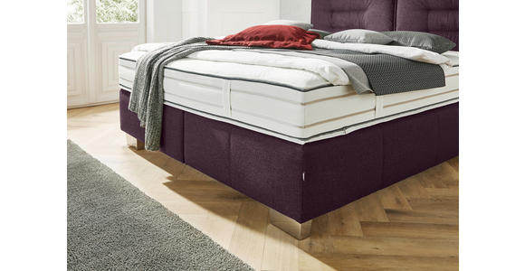 BOXSPRINGBETT 180/200 cm,  in Brombeere, Matratze, H2 + H2 = mittel  - Chromfarben/Brombeere, KONVENTIONELL, Textil (180/200cm) - Dieter Knoll