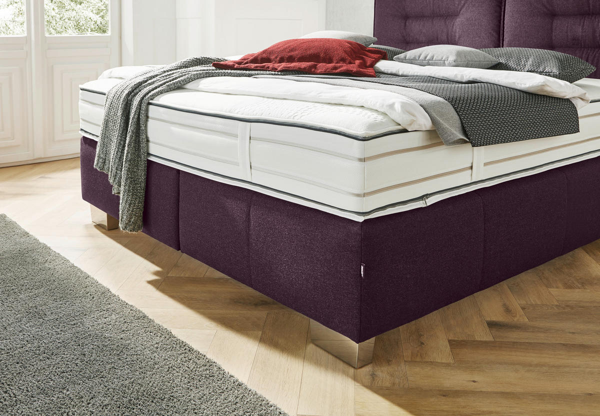 BOXSPRINGBETT 180/200 cm  in Brombeere  - Chromfarben/Brombeere, KONVENTIONELL, Textil (180/200cm) - Dieter Knoll