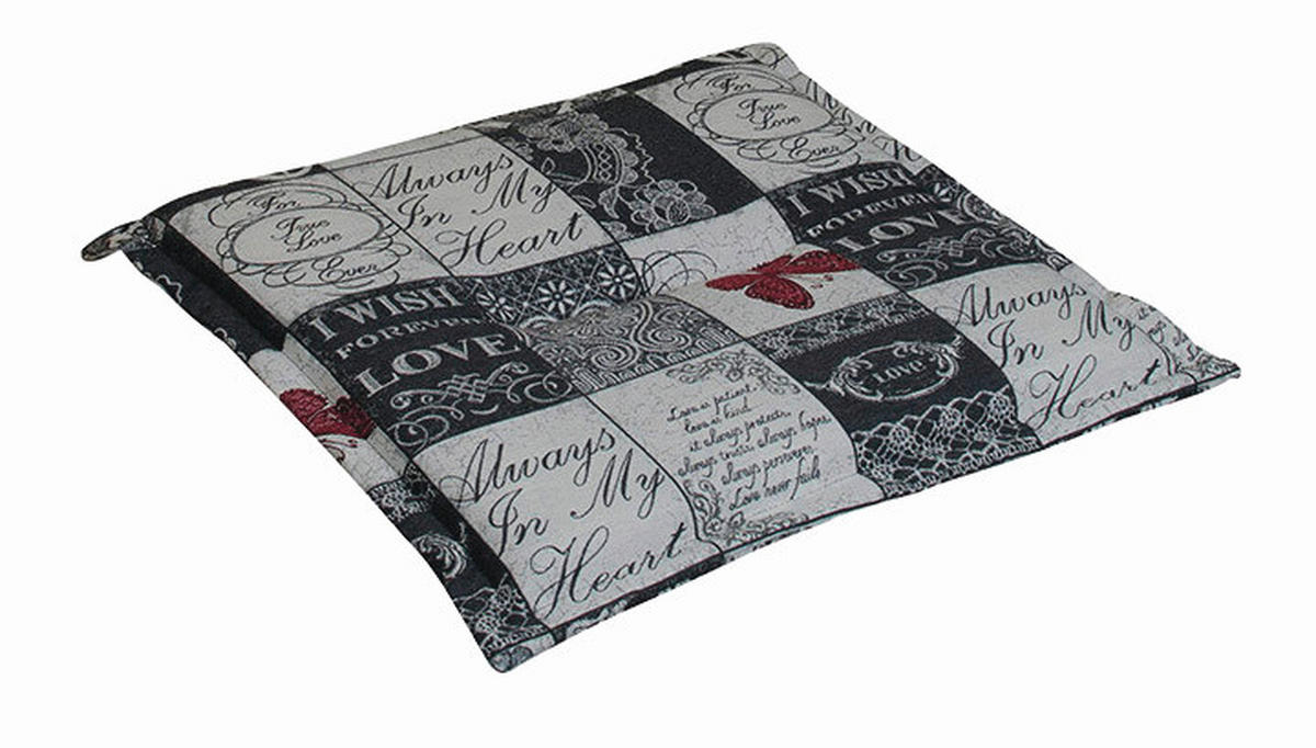 GARTENSITZKISSEN in Grau, Weiß, Dunkelrot Karo  - Weiß/Grau, Design, Textil (48/4/48cm)