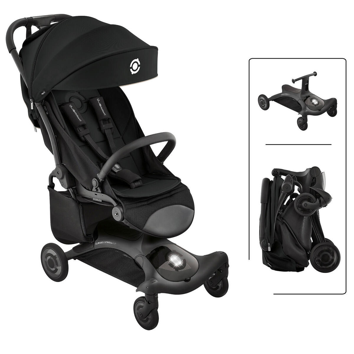 BUGGY STROLL UP  - Taupe/Schwarz, Basics, Textil/Metall (86/44,6/105cm) - GLOBBER