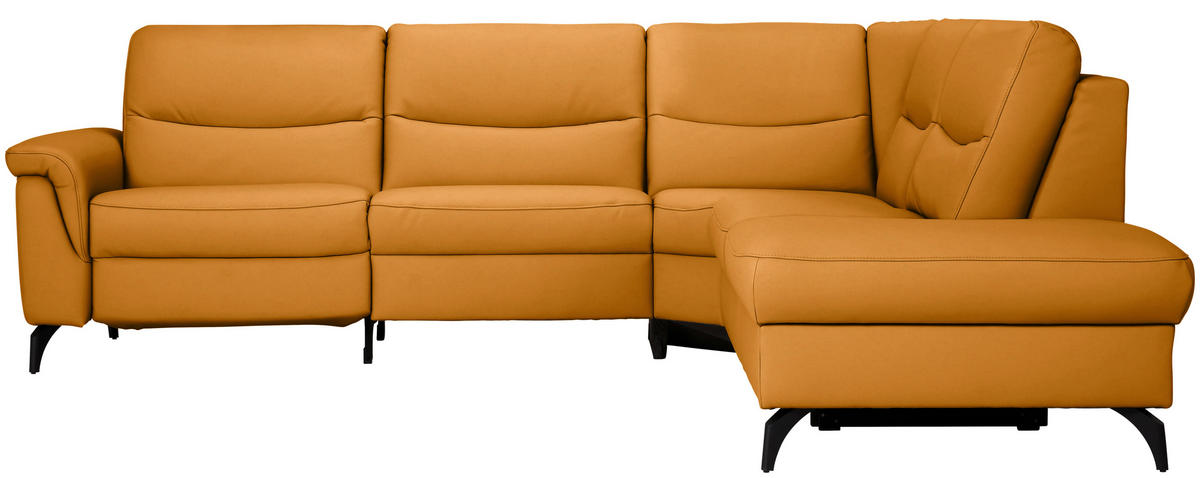 ECKSOFA in Echtleder Currygelb  280/249 cm  - Currygelb/Anthrazit, Design, Leder/Metall (280/249cm) - Himolla Komfortklass