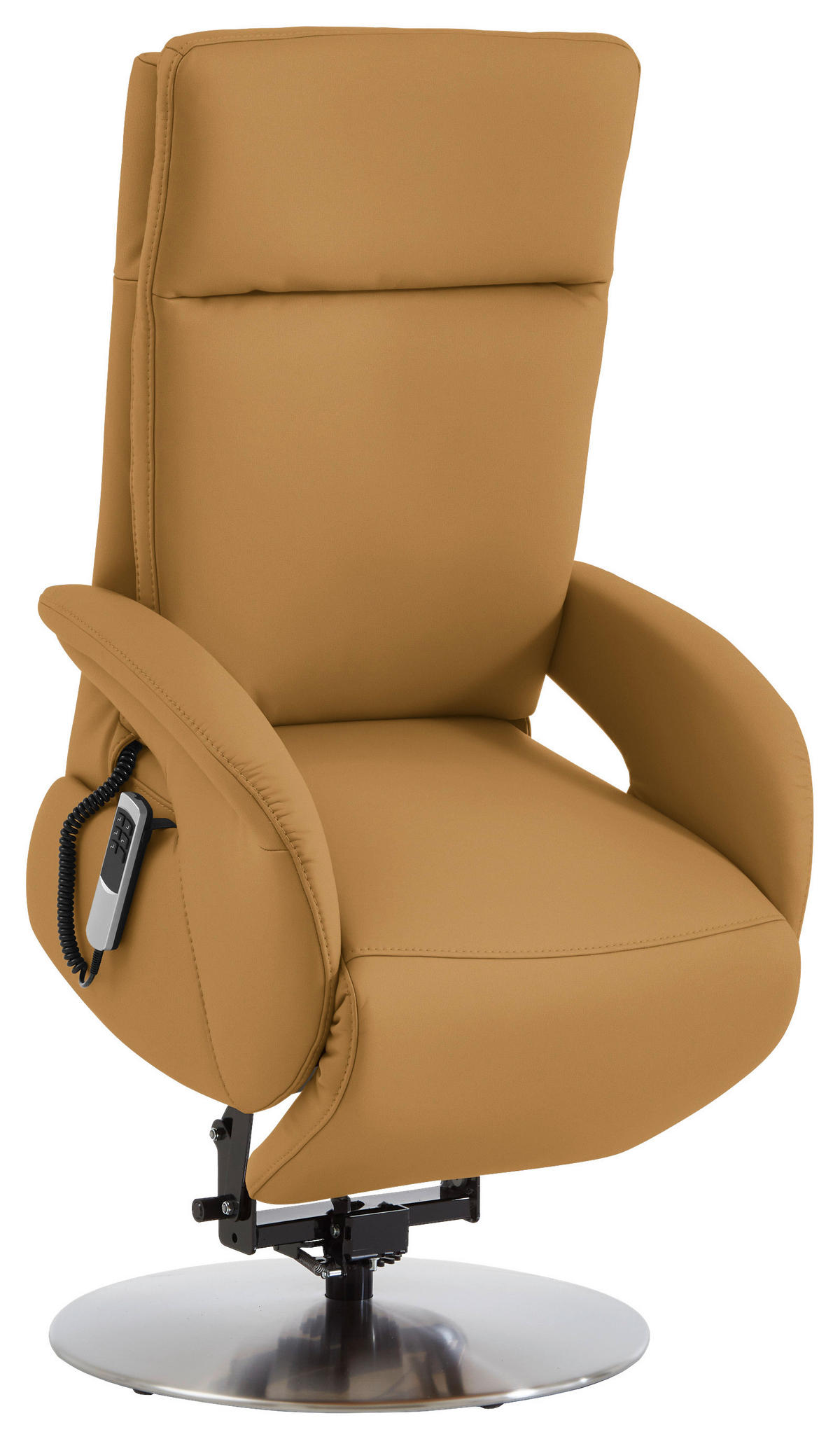 RELAXSESSEL in Leder Cognac  - Edelstahlfarben/Cognac, Design, Leder/Metall (70/108/80cm) - Cantus