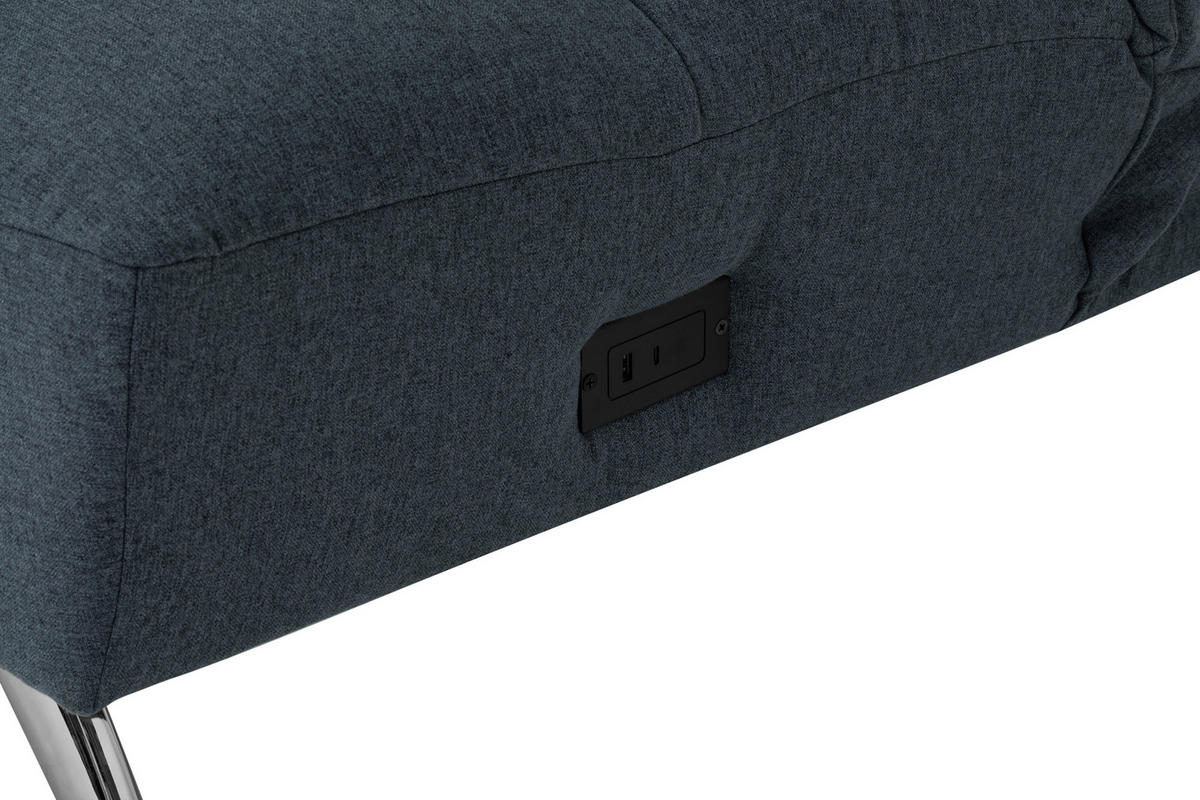 SCHLAFSOFA Leinenoptik Blau  - Blau/Silberfarben, Basics, Textil/Metall (195/90/98cm) - MID.YOU