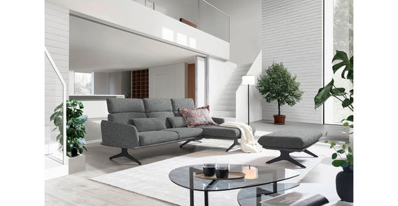 ECKSOFA in Flachgewebe Grau 259/152 cm - Schwarz/Grau, Design, Textil/Metall (259/152cm) - Dieter Knoll